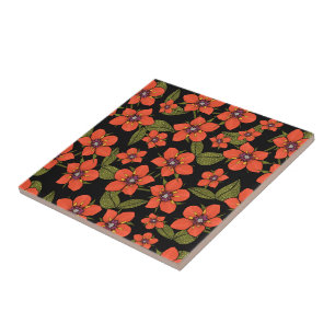Rotes florales Wasserfarbenmuster Fliese