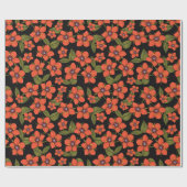 Rotes florales Wasserfarbenmuster Geschenkpapier (Flach)