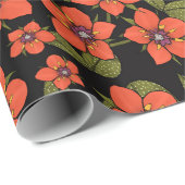 Rotes florales Wasserfarbenmuster Geschenkpapier (Rolleneckpunkt)