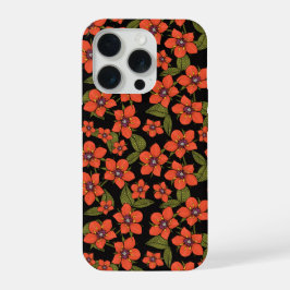 Rotes florales Wasserfarbenmuster iPhone 15 Pro Hülle