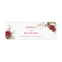Rotes florales Weihnachts-Hochzeits-Rücksende-Adre