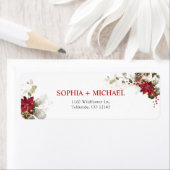 Rotes florales Weihnachts-Hochzeits-Rücksende-Adre (Insitu)