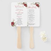 Rotes florales Weihnachts-Hochzeitsprogramm Fächer (Vorne und Hinten)
