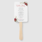 Rotes florales Weihnachts-Hochzeitsprogramm Fächer (Rückseite)