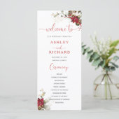 Rotes florales Weihnachts-Hochzeitsprogramm Programm (Stehend Vorderseite)