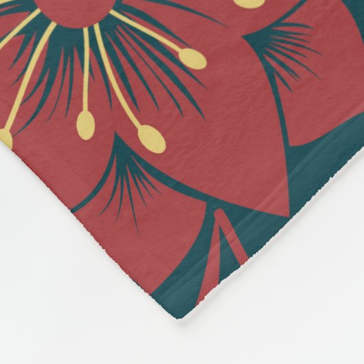 Rotes, florentfarbenes Damastmuster Fleecedecke (Ecke)