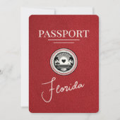 Rotes Florida-Reisepass Save The Date (Vorderseite)
