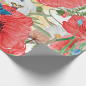Rotes Flower Wrapping Papier Geschenkpapier (Ecke)