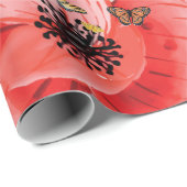 Rotes Flower Wrapping Papier Geschenkpapier (Rolleneckpunkt)