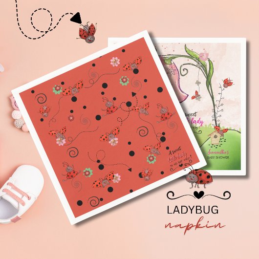 Rotes Flugmuster Marienkäfer Baby Shower Serviette