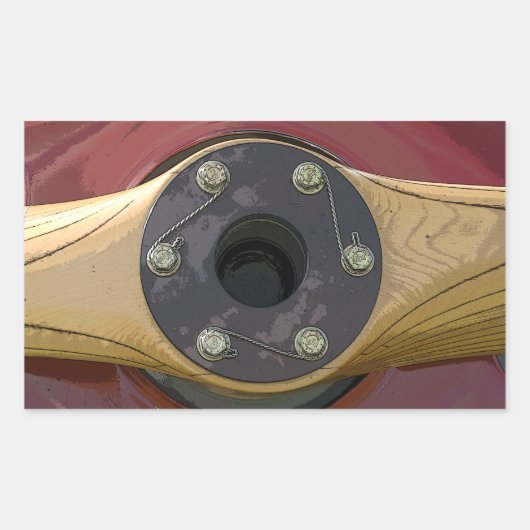 Rotes Flugzeug Holzschraubenkleber Rechteckiger Aufkleber (Vorderseite)