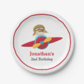 Rotes Flugzeug mit Pilot-Papier-Teller Pappteller (Vorderseite)