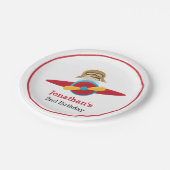 Rotes Flugzeug mit Pilot-Papier-Teller Pappteller (Schrägansicht)