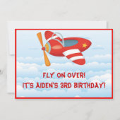 Rotes Flugzeug zum Geburtstag Einladung (Rückseite)