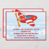 Rotes Flugzeug zum Geburtstag Einladung (Vorne/Hinten)