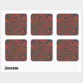 Rotes Flüssiges Marmor Abstractes Muster Quadratischer Aufkleber (Blatt)