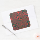 Rotes Flüssiges Marmor Abstractes Muster Quadratischer Aufkleber (Umschlag)