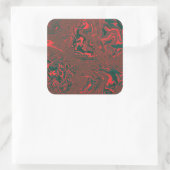 Rotes Flüssiges Marmor Abstractes Muster Quadratischer Aufkleber (Tasche)