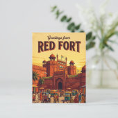 Rotes Fort Indien Postkarte (Stehend Vorderseite)