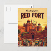 Rotes Fort Indien Postkarte (Vorne/Hinten)