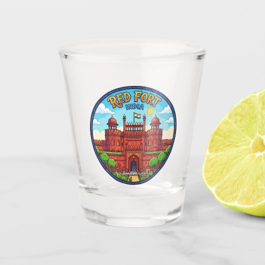 Rotes Fort Indien Schnapsglas (Vorderseite)