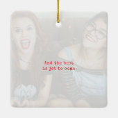 Rotes Foto-Andenken Weihnachten Keramikornament (Rückseite)