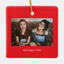 Rotes Foto-Andenken Weihnachten Keramikornament