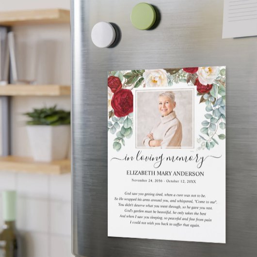 Rotes Foto Beileid Beerdigung Gebetskarte Magnetkarte