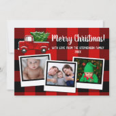 Rotes Foto der Lieferwagen-LKW-frohe Einladung (Vorderseite)