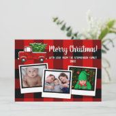 Rotes Foto der Lieferwagen-LKW-frohe Einladung (Stehend Vorderseite)