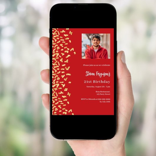 Rotes Foto Einladung