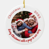 Rotes Foto Familiengeschichte Weihnachten Keramik Ornament (Hinten)