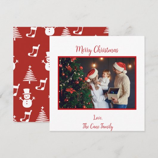 Rotes Foto Frohe Weihnachtskarte (Vorne/Hinten)