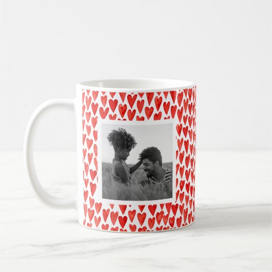 Rotes Foto Herzenvalentines Tages Kaffeetasse (Links)