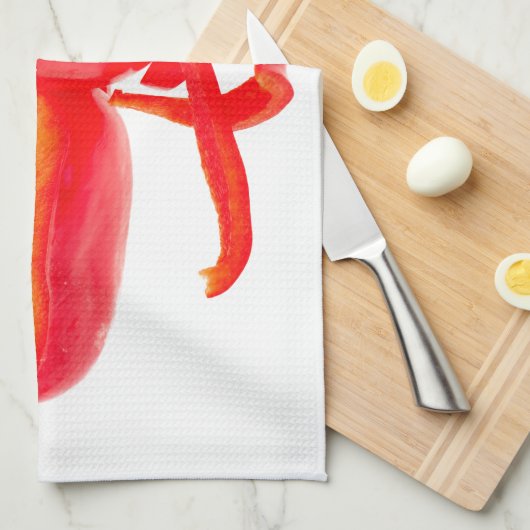 Rotes Foto mit Text Geschirrtuch (Viertel Falte)