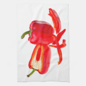 Rotes Foto mit Text Geschirrtuch (Vertikal)