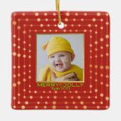 Rotes Foto Moderne Freude Keramikornament (Vorderseite)