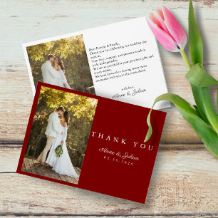 Rotes Foto Moderne Hochzeit W Notiz Landschaft Dankeskarte
