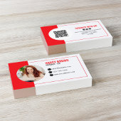 Rotes Foto QR Code Verbinde dich mit mir Modern Visitenkarte