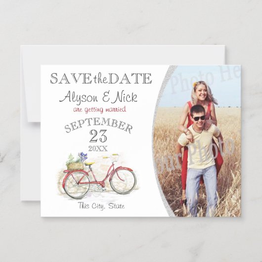 Rotes Foto Save the Date Magneteinladung (Vorderseite)
