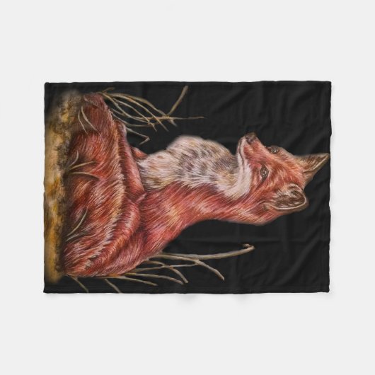 Rotes Fox-Tierkunst-Zeichnen, was der Fuchs? Fleecedecke (Vorderseite (Horizontal))