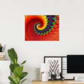 Rotes Fraktal Nautilus Spiral Poster (Heimbüro)