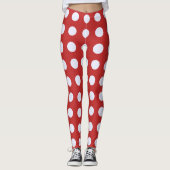 Rotes Fraktal - Polka Dots im Weißen Fraktal Leggings (Vorderseite)