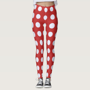 Rotes Fraktal - Polka Dots im Weißen Fraktal Leggings