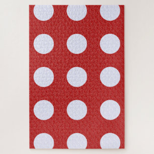 Rotes Fraktal - Polka Dots im Weißen Fraktal Puzzle