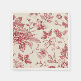 Rotes Französisches Floral Toile Serviette
