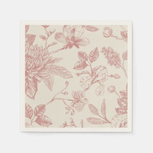 Rotes Französisches Floral Toile Serviette