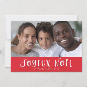 Rotes Französisches Joyeux Noel mit Foto Feiertagskarte
