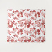 Rotes französisches Toile Deer Fox Forest Pattern Wandteppich (Vorderseite (Horizontal))