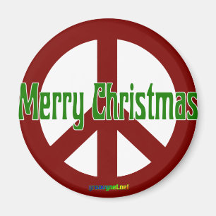 Rotes Friedenszeichen mit frohen Weihnachten Magnet